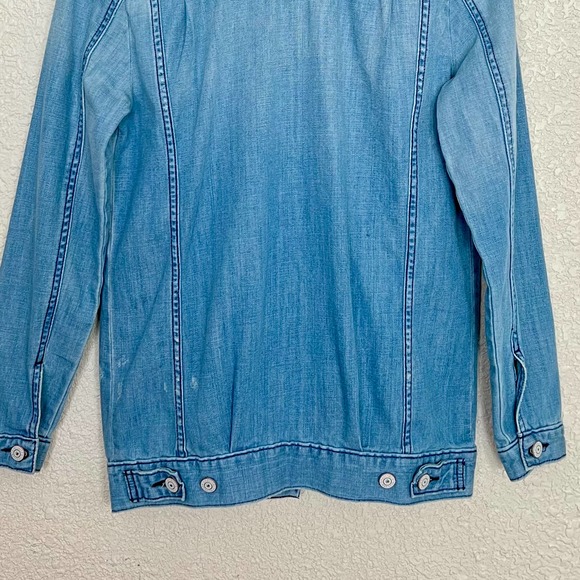 Levis Denim Trucker Jacket size XS Blue Oversized Boyfriend Fit Distressed - Picture 9 of 10